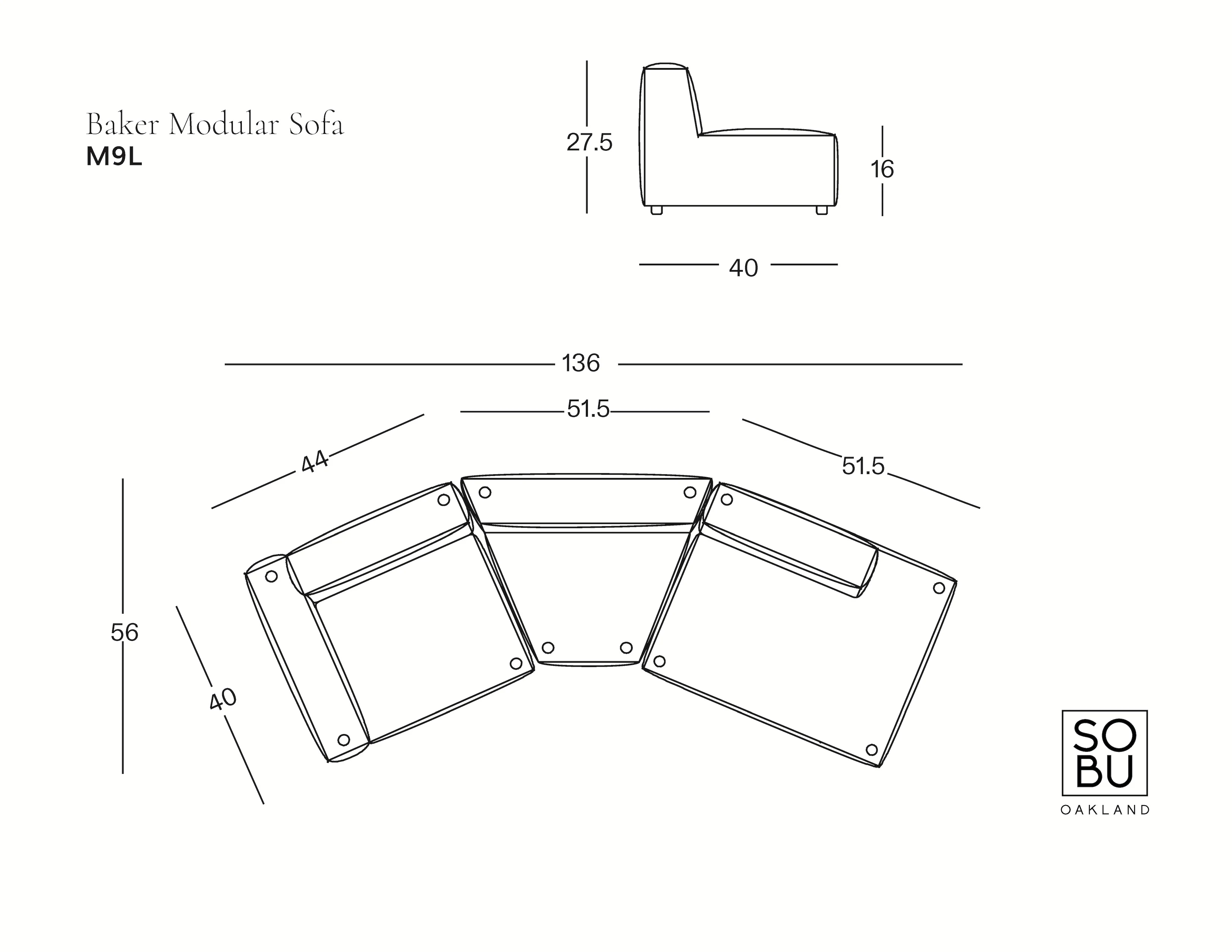 Baker Modular Sofa | Fabric • M9 - Image 12